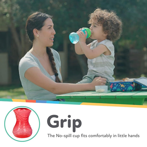 Nuby Clik-It Soft Spout No-Spill Easy Grip Sippy Cup for Boys - 10 Oz (3-Pack) - 6+ Months
