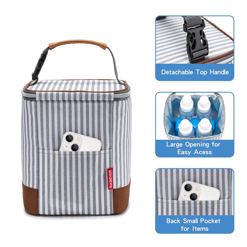 Breast Milk Cooler Bag with Ice Pack | Fits 4 Baby Bottles Up to 9 Ounce | Great for Nursing Mom Daycare, Strap