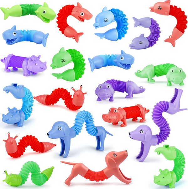 20 PCS Animal Pop Tubes Fidget Toys, Party Favors Toddlers Kids Travel