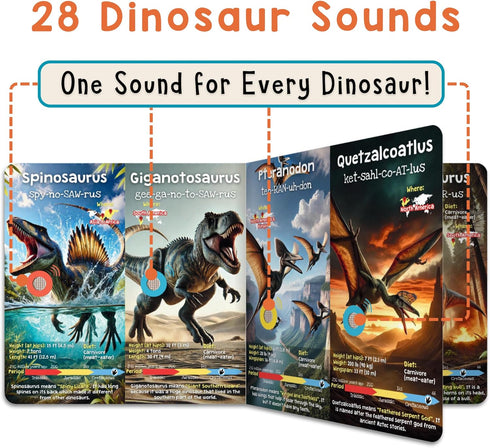 3-5, 28 LEARNING BUGS Dinosaur Sound Book for Kids Realistic Sounds. Explore Land, Sky, & Sea Dinosaurs, Perfect