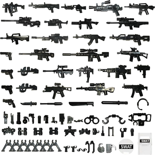 Military Weapons Pack, Classic Building Block Military Toy Accessories Hat, Piece Army