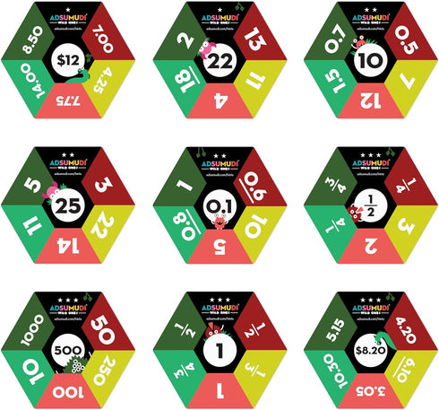 Adsumudi Math Game - Wild Ones: Fun Game for Kids to Tame Fractions, Decimals, Money & Mental Math