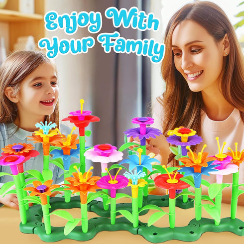 FUNZBO Flower Garden Building Toys, STEM Gardening Gift for Kids, Sorting and Stacking Crafts for Girls
