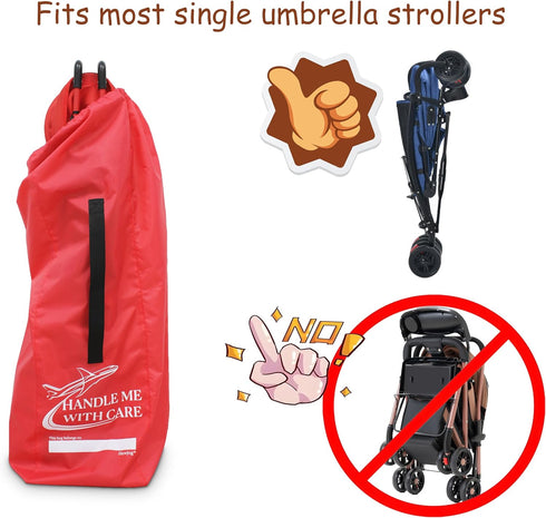 Hewjog Stroller Travel Bag for Airplane, for Single Umbrella Strollers, Red