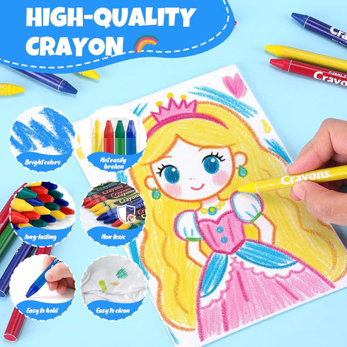 24 Sets 4 (96 Count), Packs, FUMILE of Colors Crayons Crayons Bulk Individual Non-Toxic Mini Crayon for Kids Party