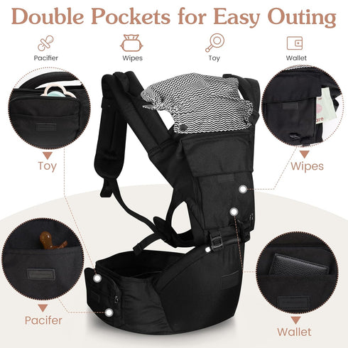 6-in-1 Baby Carrier Newborn to Toddler,Hip Seat,Adjustable Detachable Infanti Carrier,for All Seasons