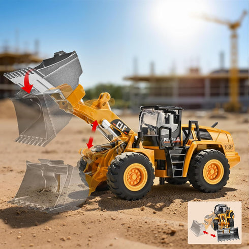 NOVAFUSION Bulldozer Bulldozer Bulldozers 3 Toys for Boys, Toy with Movable Front Loading Arm and Liftable Bucket, Toy