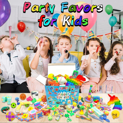 125 Pack 4-8-12,Stress&Anxiety Fidget Toys Assortment for Kids Relief Toys for Party Favors,Treasure Box