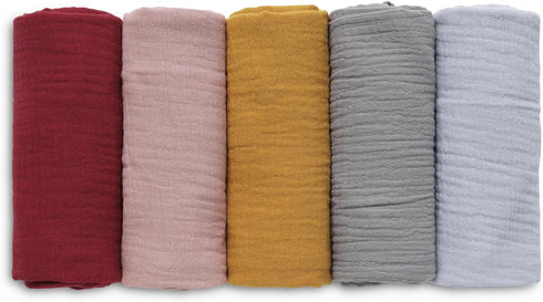 Muslin Swaddle Blankets, Neutral Burp Cloths, Receiving Blanket for Newborn Boys and Girls, 5 Pack Breathable Swaddle