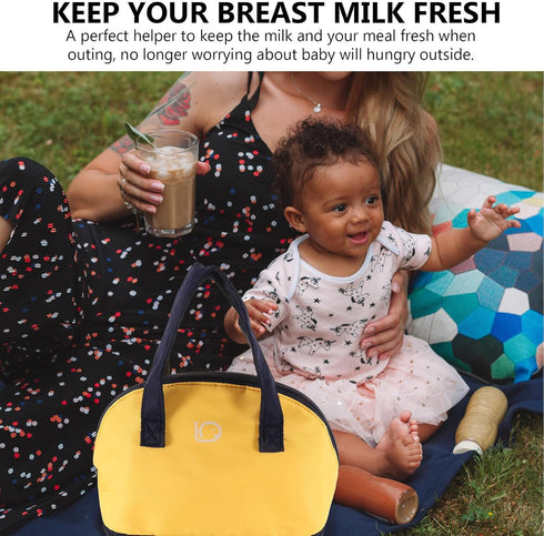Insulated Breast Pump Cooler Bag for Nursing Moms, Small Portable Breast Milk Storage Bag with Thermal Insulation