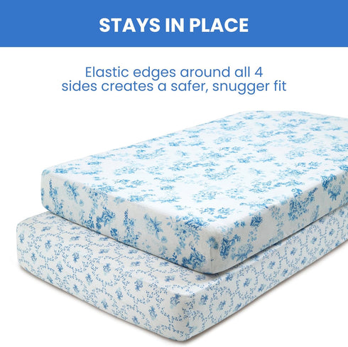 100% 28x52 Inch (Pack 2), Delta Children Fitted Crib Sheets for Girls and Boys - Organic Cotton Crib Sheet for Standard