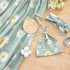 Set 47x47 inches, BabyWhale Muslin Swaddle Blanket with Hat and Headband Bow, Daisy Pattern Swaddle for Baby Boys