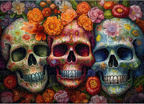 Day of The Dead Sugar Skull Puzzles for Adults 1000 Pieces, Halloween Puzzles 1000 Pieces, PICKFORU Flower Skeleton Puzzle as Skeleton Halloween Decor, Dia De Los Muertos Jigsaw Puzzle Grateful Dead