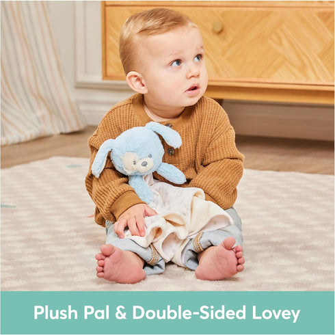 GUND Baby Sustainably Soft Puppy Lovey, Stuffed Animal Plush Blanket Made from 100% Recycled Materials, for Babies and Newborns, Blue/Cream, 10”