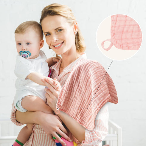 12 Pack 20" 10", 100% Muslin Burp Cloths - Large x Ultra Absorbent Cotton for Baby Drool and Messes - Soft, Gentle Baby