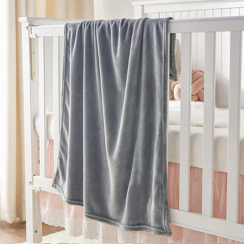 KMUSET Kids Blanket for Boys Girls, 30x40 inches, Soft Cozy Fuzzy Swaddle Throw Blanket for Crib Stroller, Grey