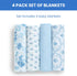 100% 47x47 Inches (Pack 4), Delta Children Cotton Muslin Baby Receiving Blankets for Girls and Boys of Blue Botanicals