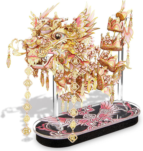 Piececool 3D Metal Puzzles for Adults - Chinese Lucky Dragon DIY Model Building Kits, Challenging Brain Teaser Crafts