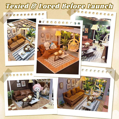 Flever DIY Miniature House Kit, Tiny Home Kit with LED Light, Mini House Build Craft Kits for Adults and Teens, Home