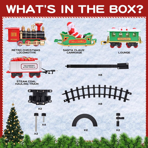 Set, Sets 3 4 4-8 Christmas Train Christmas Decorations Indoor, Train Toys with Light & Sound & Smog, Hanging Christmas