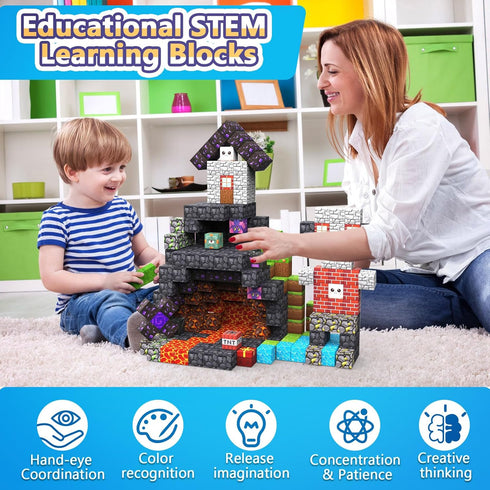 ANDENLEY 150PCS 3 4 5 6 7 8-12 Magnetic Blocks, Magnetic Building Blocks Cubes, Magnet Tiles Stacking STEM Building