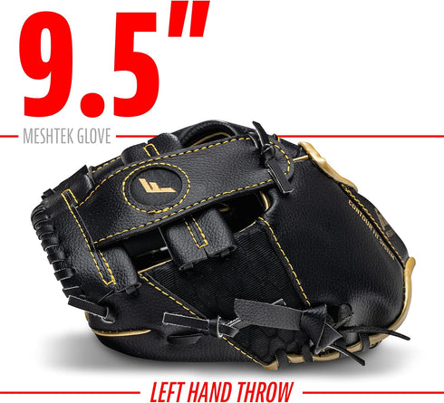 Franklin Sports Kids Baseball Glove + Foam Ball Sets, Meshtek Youth Teeball Gloves for Kids + Toddlers - 9.5" Inch
