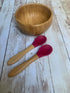 Babynow Bamboo Baby Spoons Pack of 2, Self-Feeding Supplies for 6+ Months Babies & Toddlers in Soft Tip Designs BURGUNDY