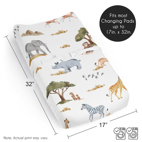 Sweet Jojo Designs Baby Changing Pad Cover Sheet (Jungle Animals) for Girls/Boys, Infant/Newborn Diaper Change Table