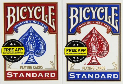 Bicycle Poker Size Standard Index Playing Cards (4-Pack) | Colors May Vary: Red, Blue or Black