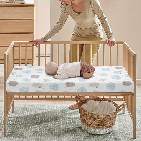 Streeyiu 52x28x8 Clouds Baby Crib Sheets for Boys Girls Cute Fitted Crib Sheet for Standard Crib and Toddler Mattress