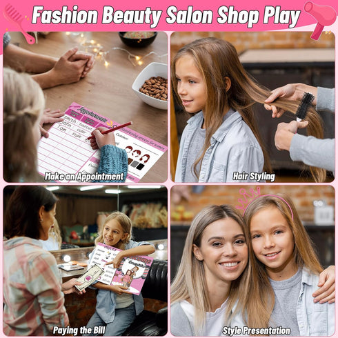 Gifts2U Playset Set Hair Salon Toys for Girls, Girl Beauty Salon Pretend Hair Styling with Blow Dryer, Barber Costume