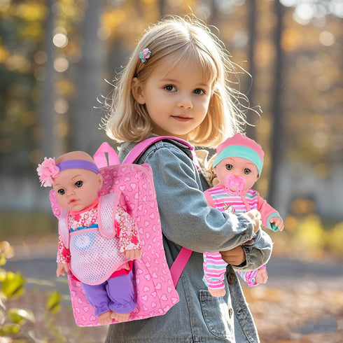 12 inch 3 Sets Clothes,Backpack,Pacifier, ebuddy Baby Doll and Accessories-Reborn Baby Dolls Real Life Baby Dolls