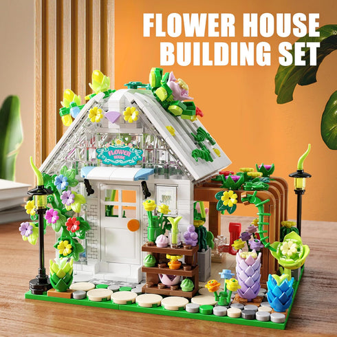 TYCOLE Set Playset, 8-12 (719PCS) Flower House Building with Lights, Garden House Building Toy Kits Compatible