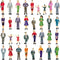People Figurines Mini Trains, 1:25 Scale Painted Figures for Dollhouse Scenes, Standing and Sitting Plastic People