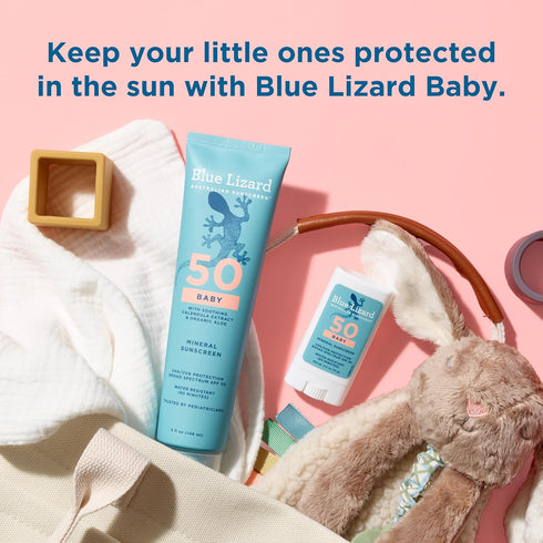 50+, .5 oz Blue Lizard BABY Mineral Sunscreen Stick with Zinc Oxide, SPF Water Resistant, UVA/UVB Protection - Easy