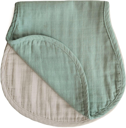 mushie Muslin Baby Burp Cloths Set of 2 | 100% Organic Cotton (Roman Green/Fog)