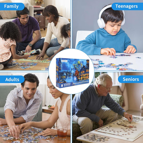 Halloween Puzzles for Adults, 1000 Pieces Halloween House Puzzle, Halloween Scene Jigsaw Puzzles for Adults