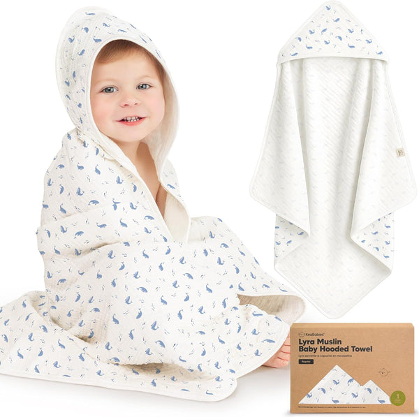 KeaBabies Muslin Baby Bath Towels with Hood for Girls,Boys-Large Organic Cotton Hooded
