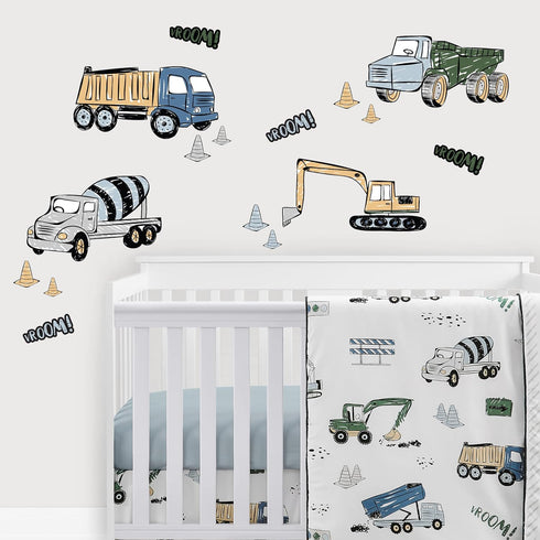 Sweet Jojo Designs Construction Truck Large Peel and Stick Wall Decal Stickers