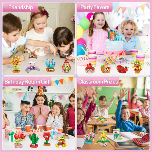 36 Packs Set, Set, IMCUAMK Valentines Party Favors Building Blocks, Ideal for Kids Classroom Exchange, Flower Bouquets