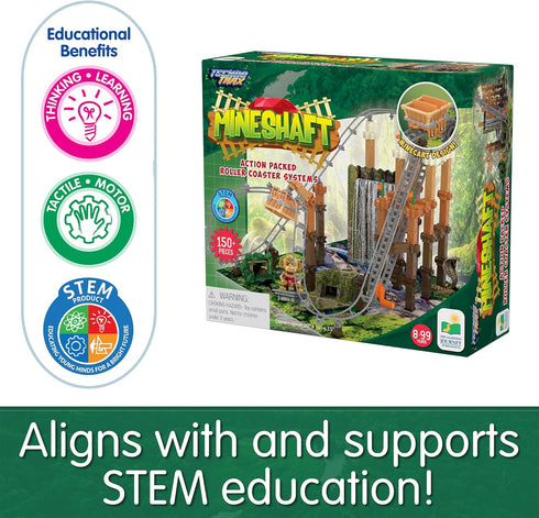 Techno Trax Mineshaft, Action Packed Roller Coaster Building Kit, STEM Gift for Boys and Girls Age 8+, 150+ pc Set