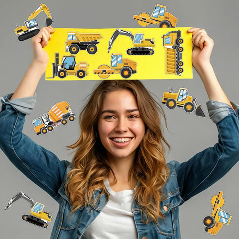 32 Sheets Make Your Own Construction Vehicle Stickers, Creative Truck Game Stickers for Kids Birthday Party Favors, DIY