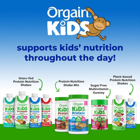 8g 22 8.25 Oz (Pack 12) Orgain Organic Kids Nutritional Protein Shake, Fruity Cereal - Kids Snacks with Dairy Protein