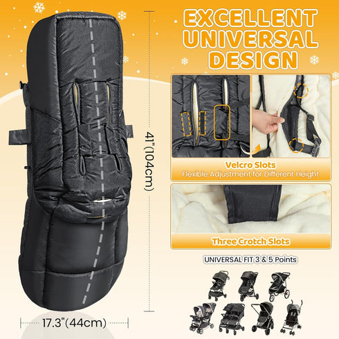 Cozy IvyWind Stroller Footmuff, Baby Winter Stroller Bunting Bag with Removable Zipper, Universal Warm Sleeping Bag