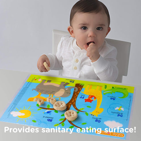 Neat Solutions Table Topper Disposable Stick-on Placemats, 12" x 18", 60 Count, Gender Neutral, Reusable Package