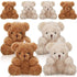 Threan 8 Pcs Mini Plush Bears, 4'' Small Stuffed Animal Toys for Keychain Baby Shower Party Favors (Brown, Apricot)