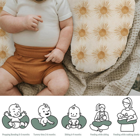 Vintage Golden Sun Baby Nursing Pillow Covers for Boy Girl Tribal Sun Totem Nursing Slipcovers for Breastfeeding