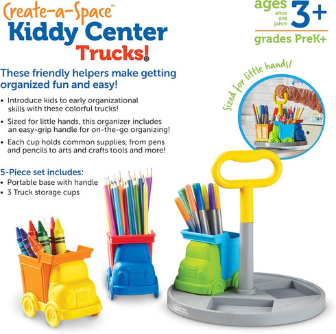 Learning Resources Create-a-Space Kiddy Center Trucks, 5 Pieces Kids Art Supplies Storage Caddy