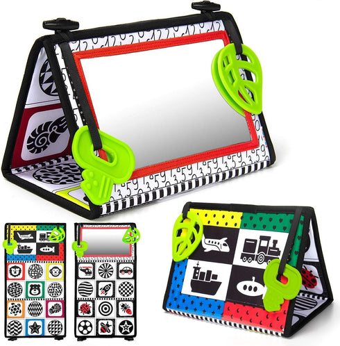 teytoy Tummy Time Baby Mirror Toys, Double Black and White High Contrast Toys for Infants 0-6 Months