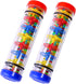 2 Pack Rainmaker Rain Stick Musical Instrument, 8 Inch Rainfall Rattle Tube for Babies and Kids